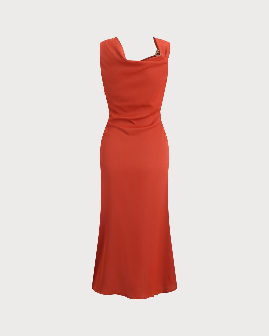 SALE | Brick Red Cowl Neck Sleeveless Midi Dress