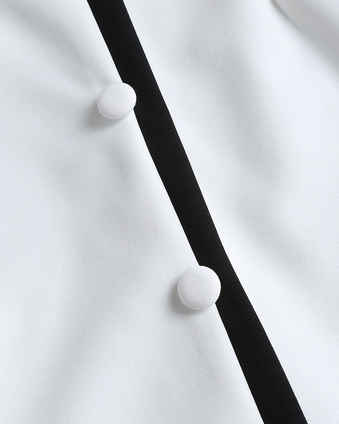 SALE | White Contrasting V Neck Button Midi Dress