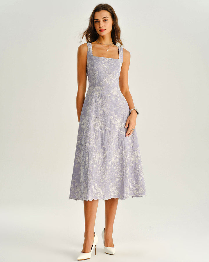 SALE | Purple Floral Slip Midi Dress