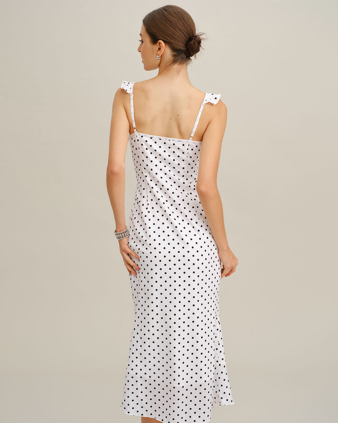 SALE | White Polka Dot Ruffle Midi Dress