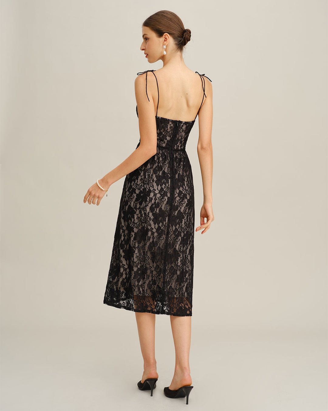 SALE | Black Sweetheart Neck A-Line Slip Midi Dress