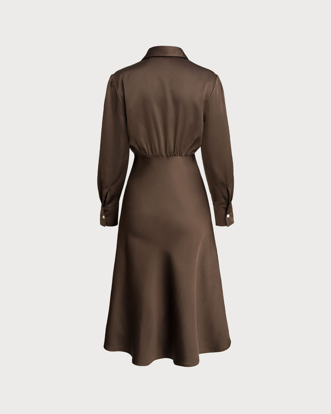 SALE | Coffee Ruched Button Midi Dress
