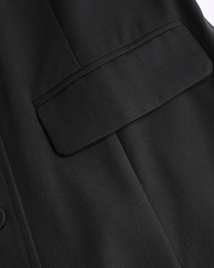 SALE | Black V Neck Belted Sleeveless Midi Dress