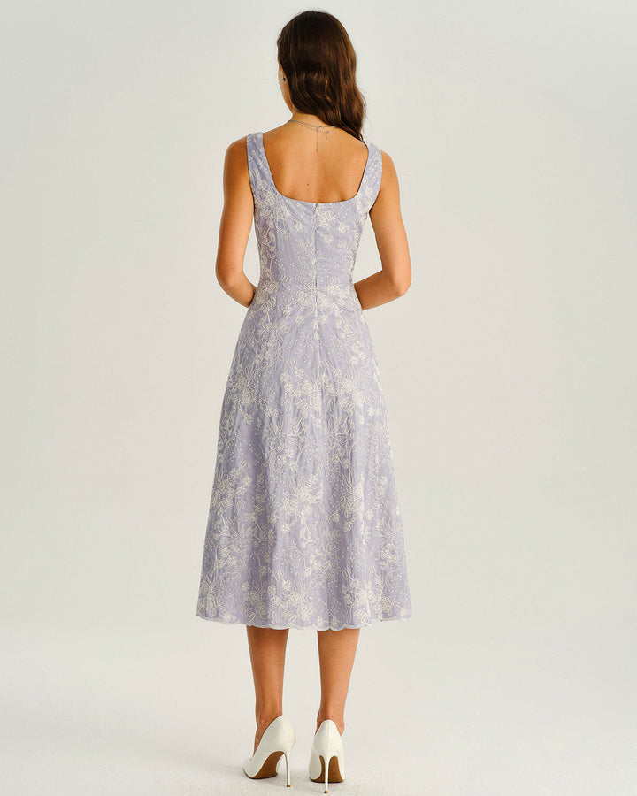 SALE | Purple Floral Slip Midi Dress