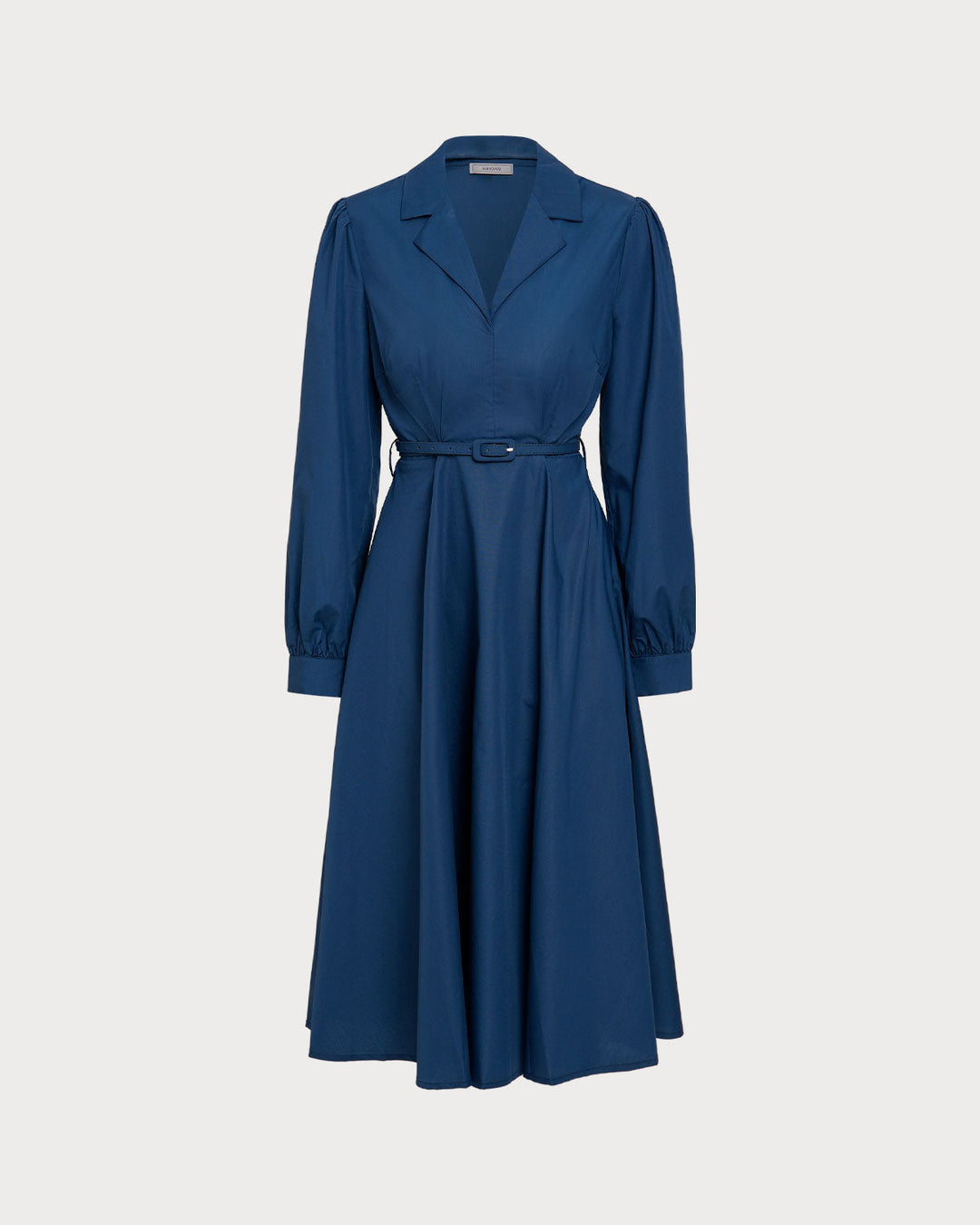 SALE | Blue V-Neck Belt Midi Dress