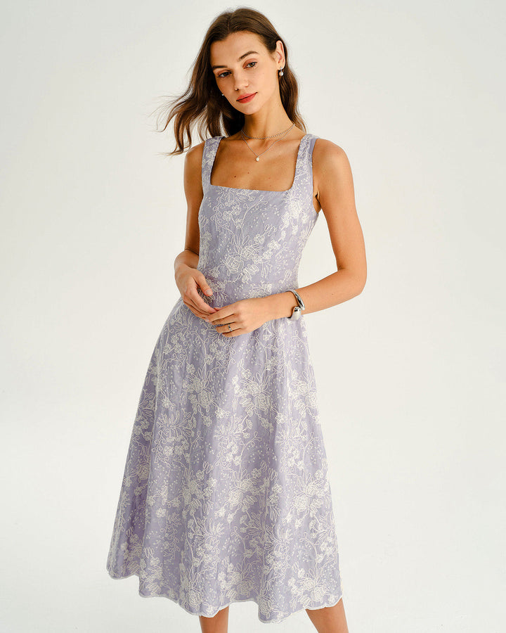 SALE | Purple Floral Slip Midi Dress