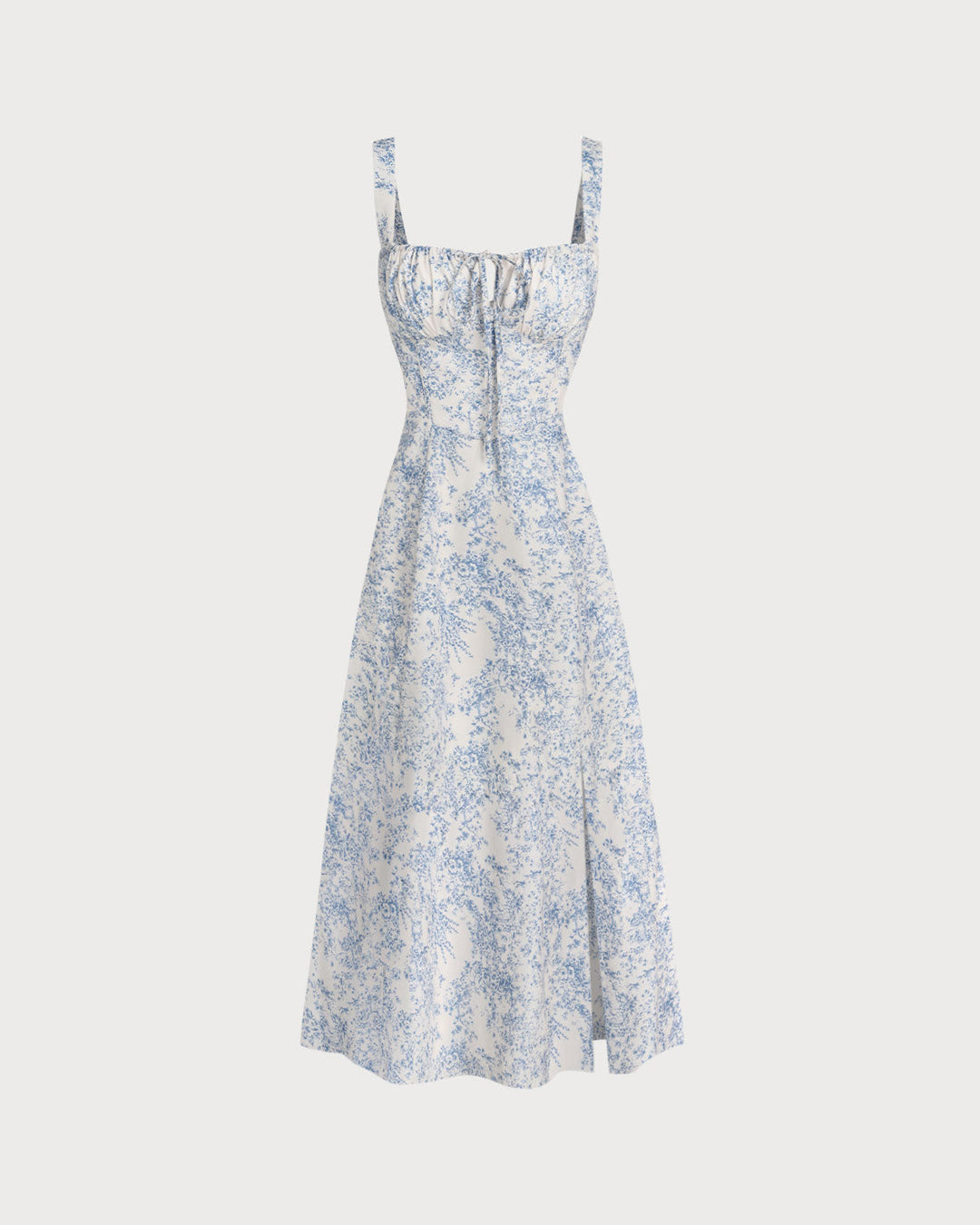 SALE | Blue Floral Ruched Slip Midi Dress