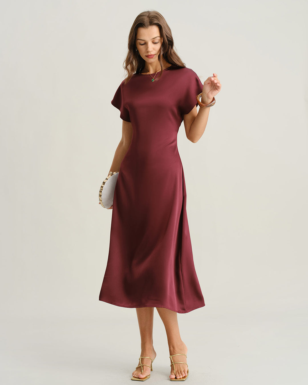 SALE | Red Cowl Sleeve A-Line Midi Dresses