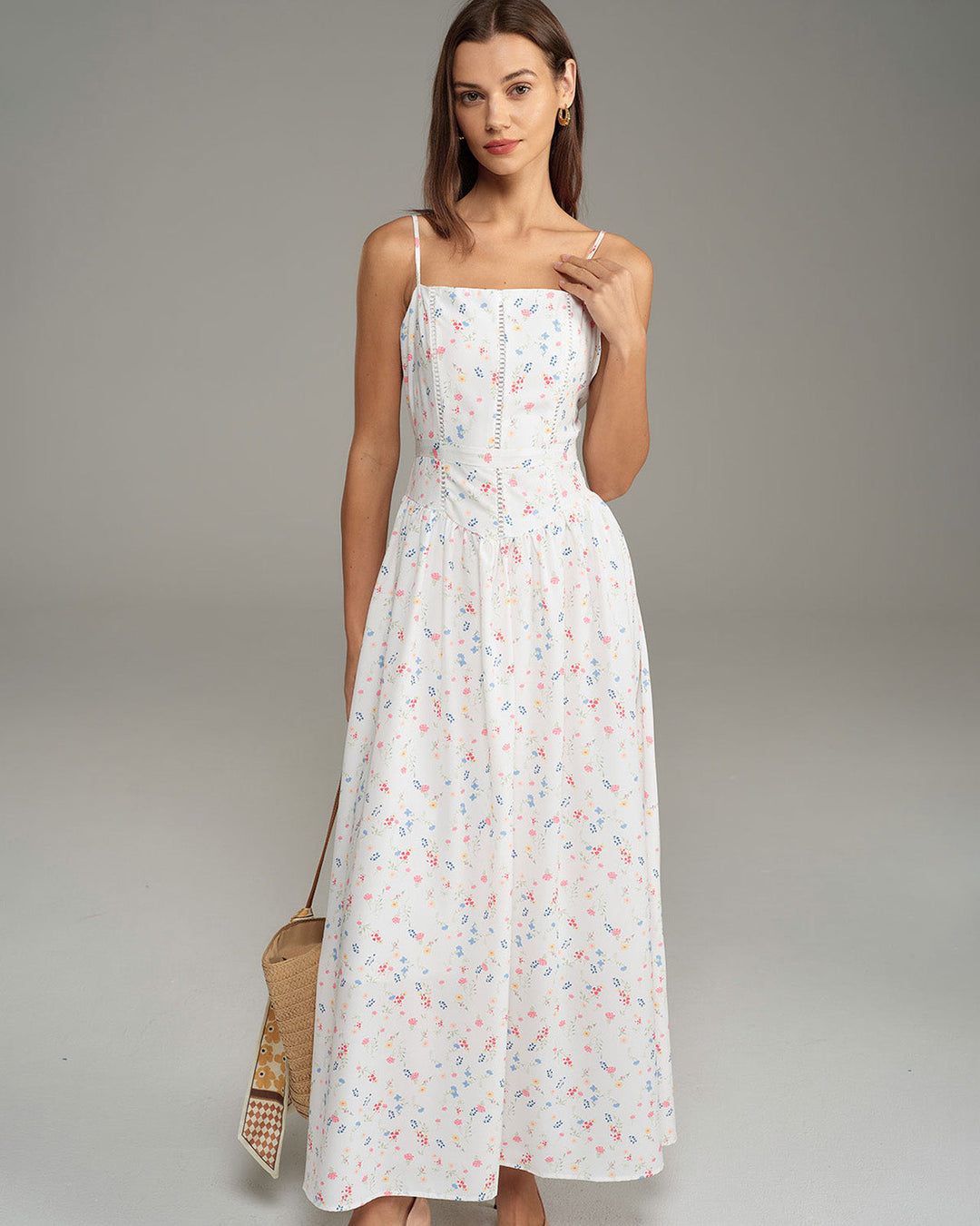SALE | White Floral Slip Midi Dress
