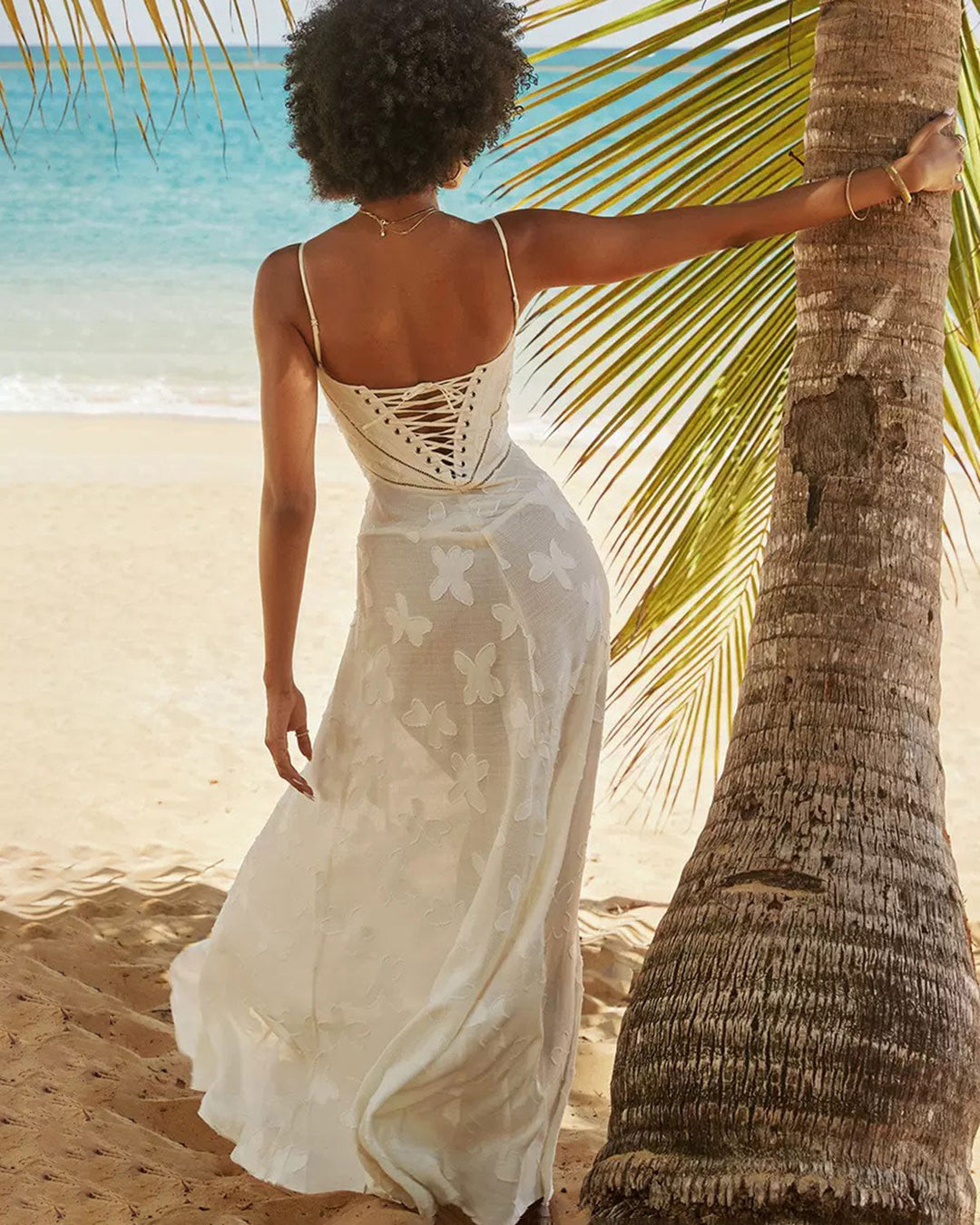 SALE | White Jacquard Slip Maxi Dress