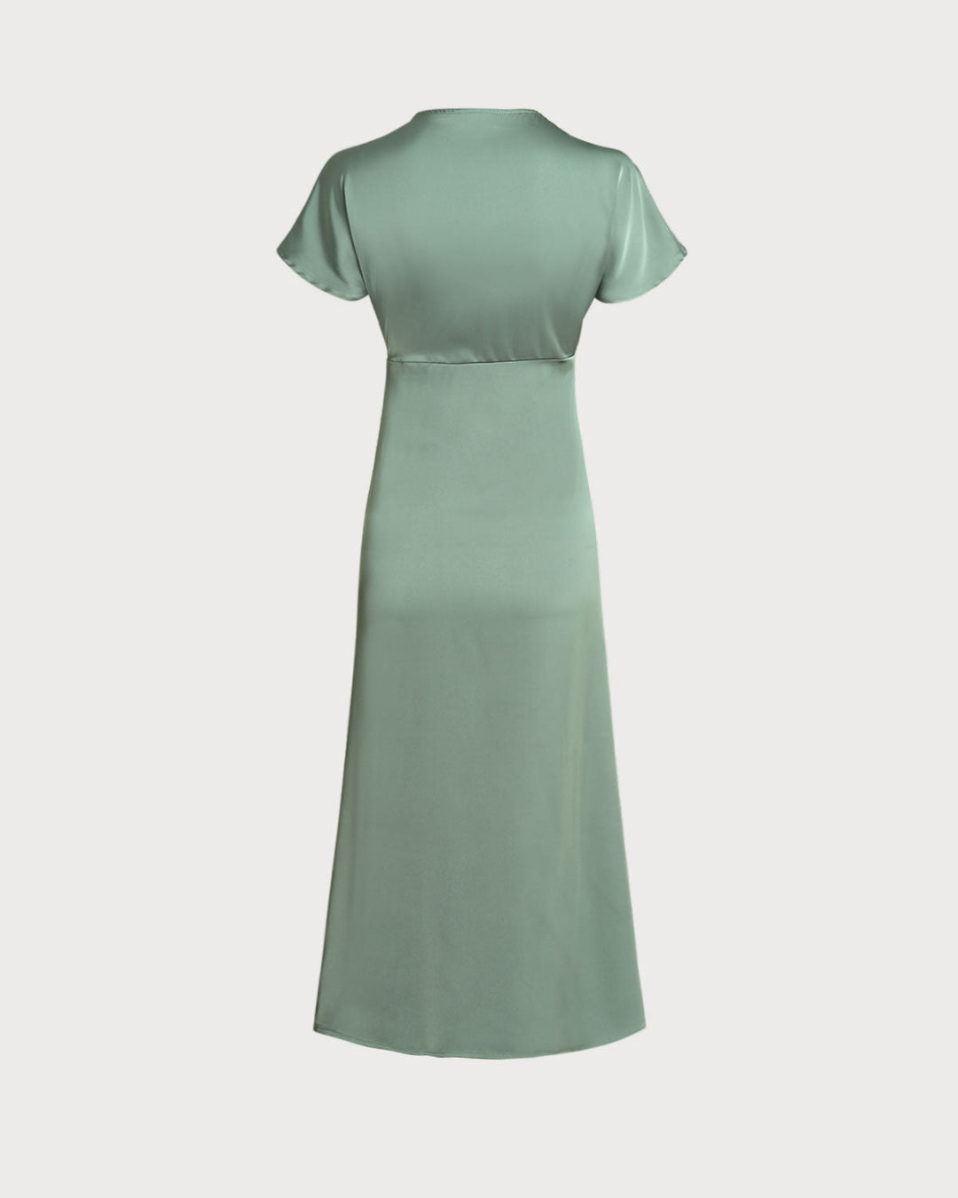 SALE | Green Satin V Neck Midi Dress