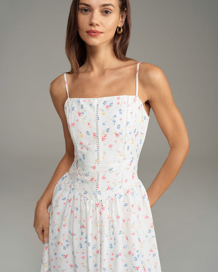 SALE | White Floral Slip Midi Dress