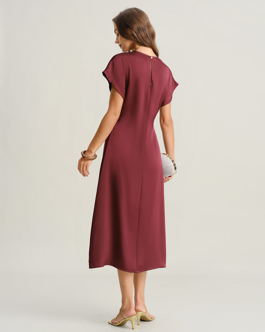 SALE | Red Cowl Sleeve A-Line Midi Dresses