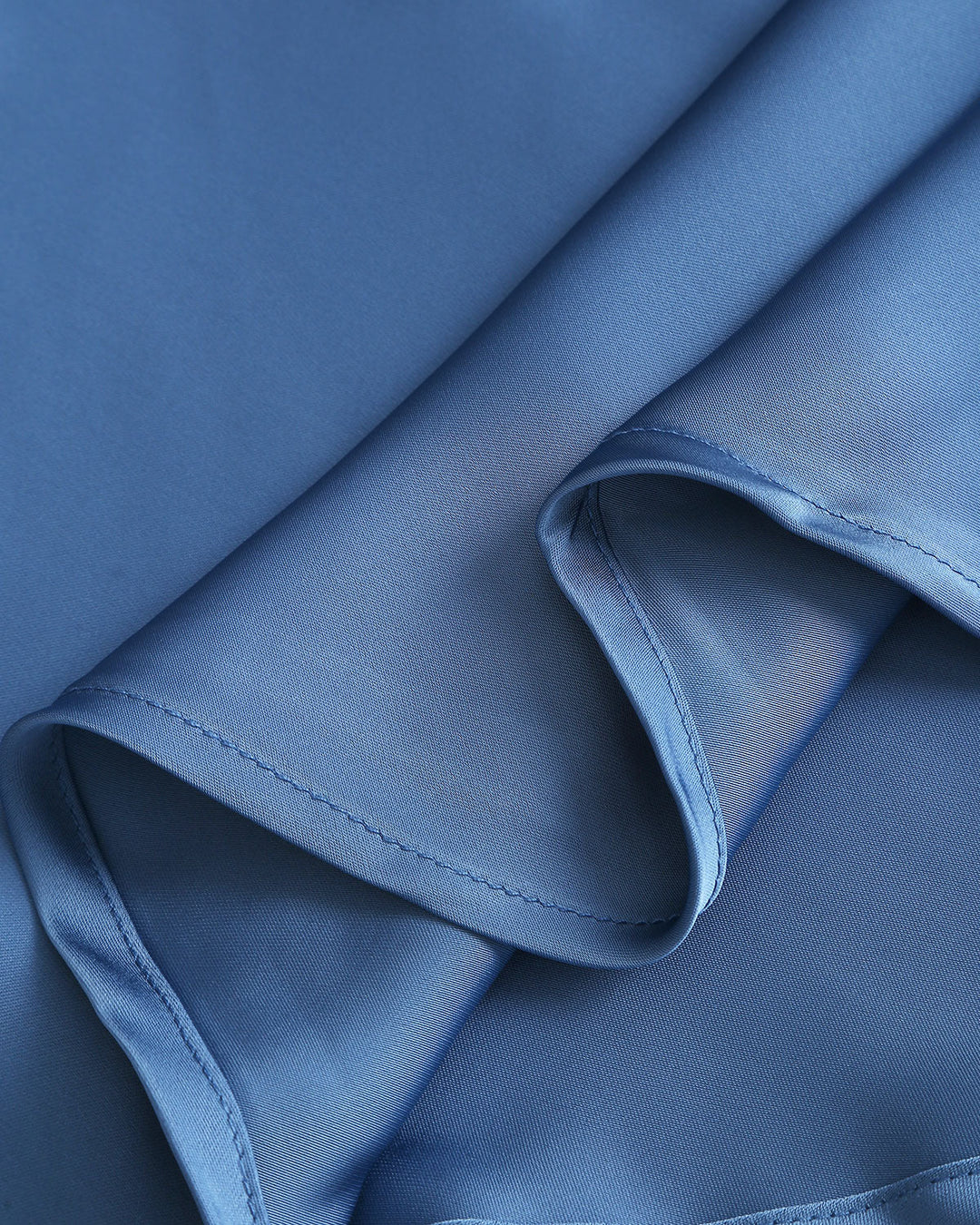 SALE | Blue Satin Boat Neck Slip Midi Dress