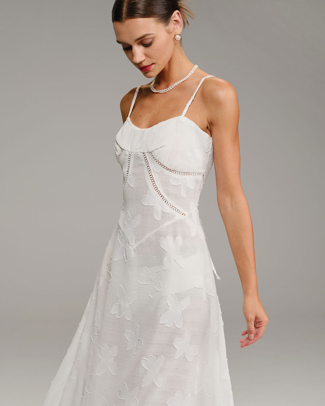 SALE | White Jacquard Slip Maxi Dress