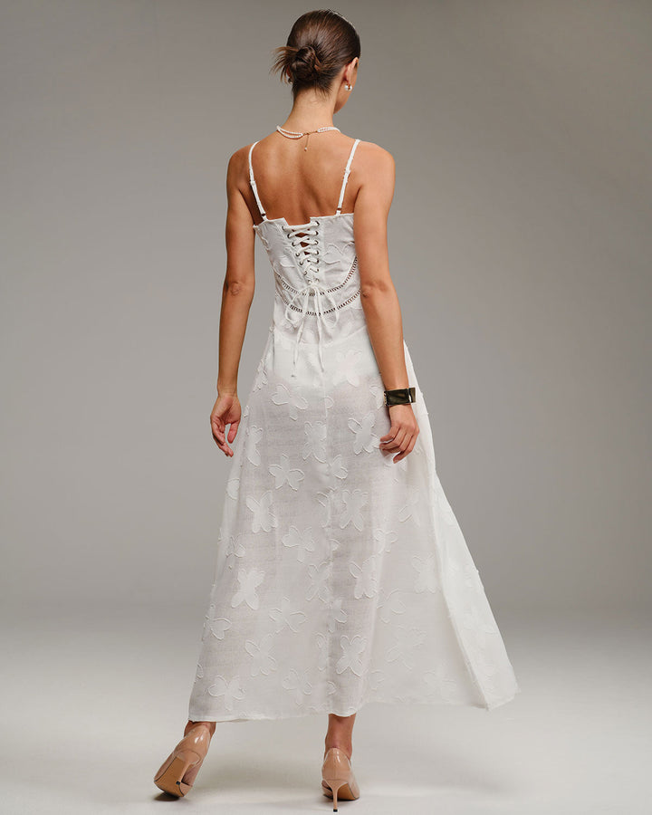 SALE | White Jacquard Slip Maxi Dress