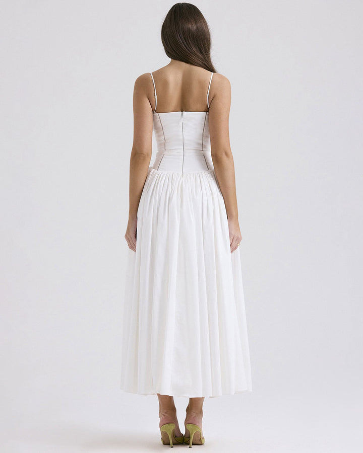 SALE | White Pleated Slip Midi Dress