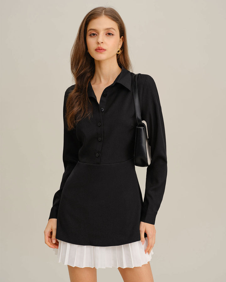 SALE | Black Contrasting A-Line Mini Dress