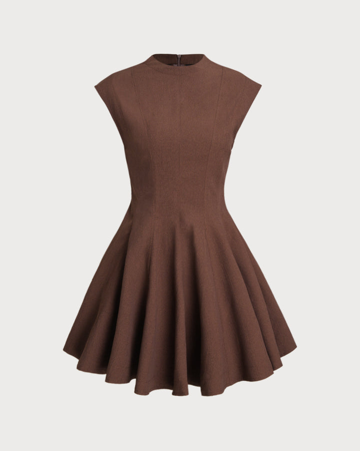 SALE | Brown Sleeveless A-Line Mini Dress