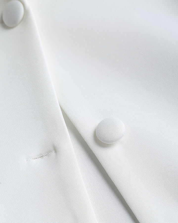 SALE | White V Neck A-Line Button Mini Dress