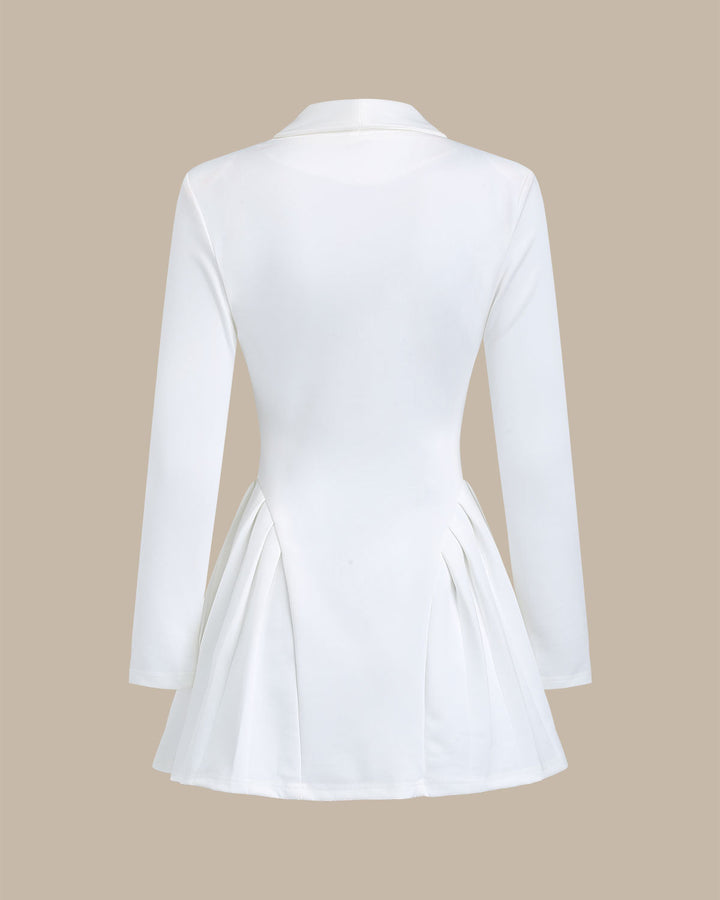 SALE | White V Neck A-Line Button Mini Dress