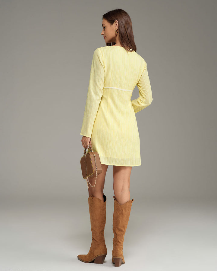 SALE | Yellow Square Neck A-Line Mini Dress