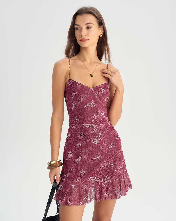 SALE | Red Floral Ruffle Slip Mini Dress