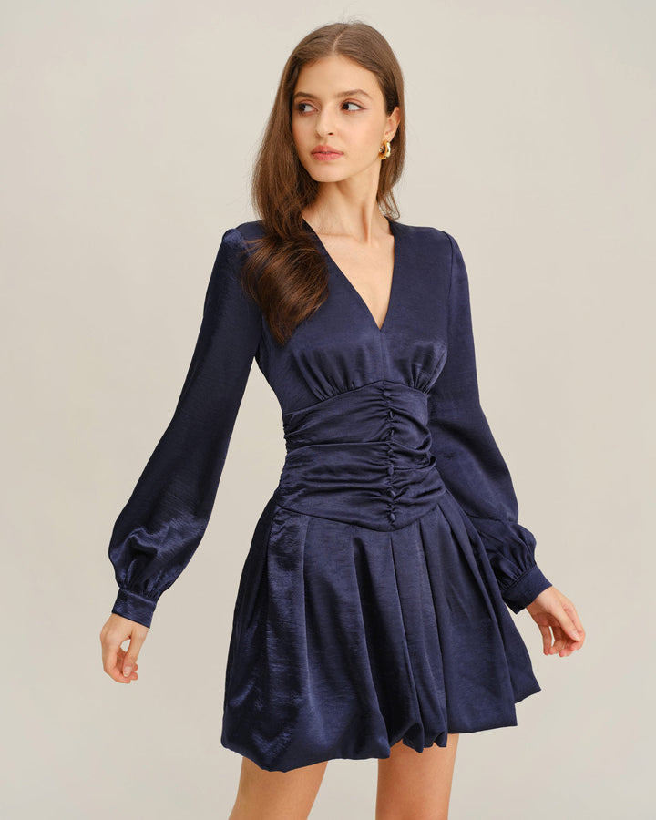 SALE | Navy Ruched A-Line Mini Dress