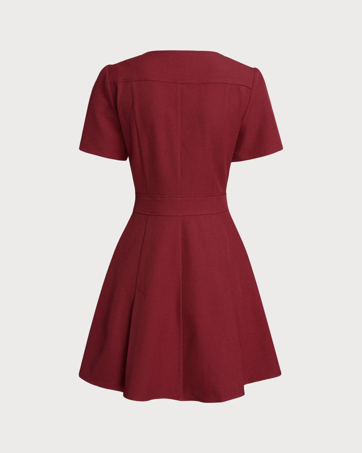 SALE | Red U Neck A-Line Mini Dress