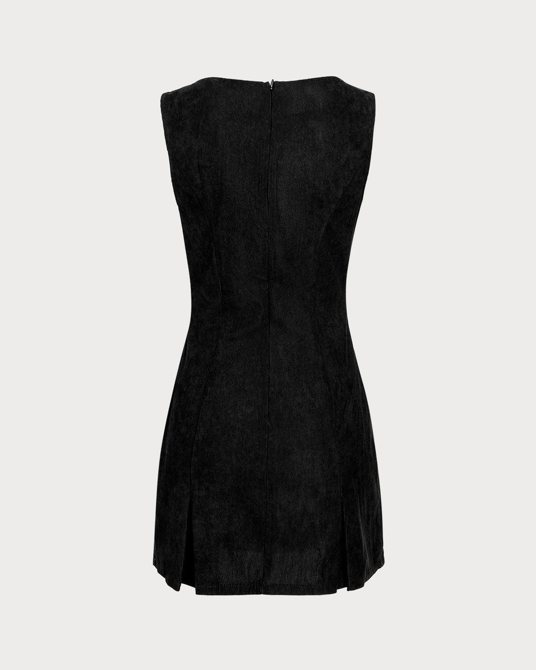 SALE | Black Boat Neck Corduroy Sleeveless Mini Dress
