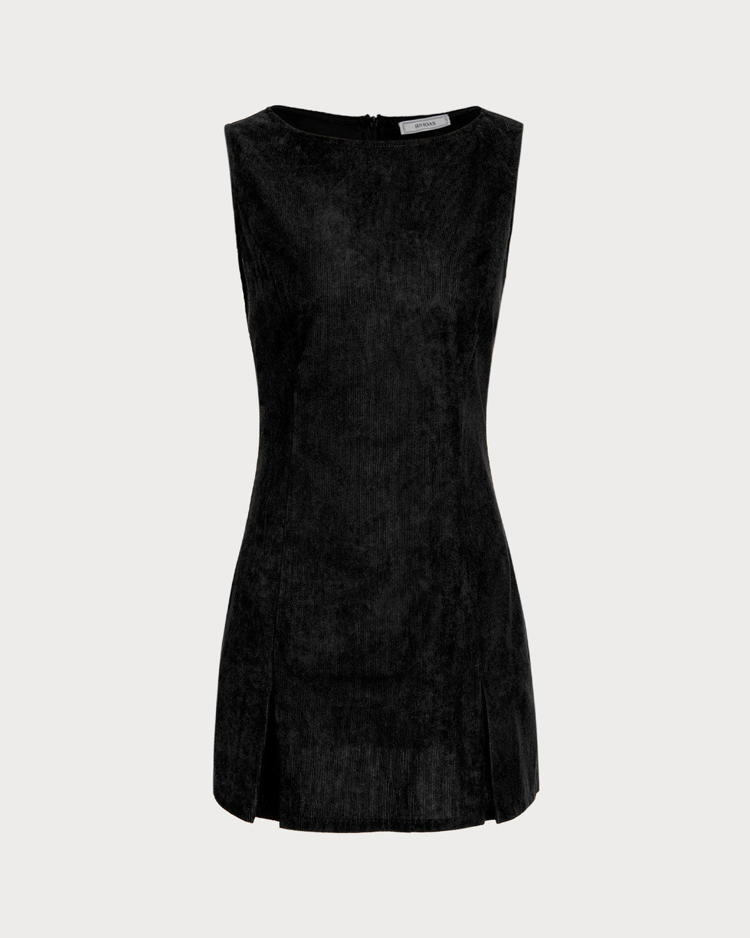 SALE | Black Boat Neck Corduroy Sleeveless Mini Dress