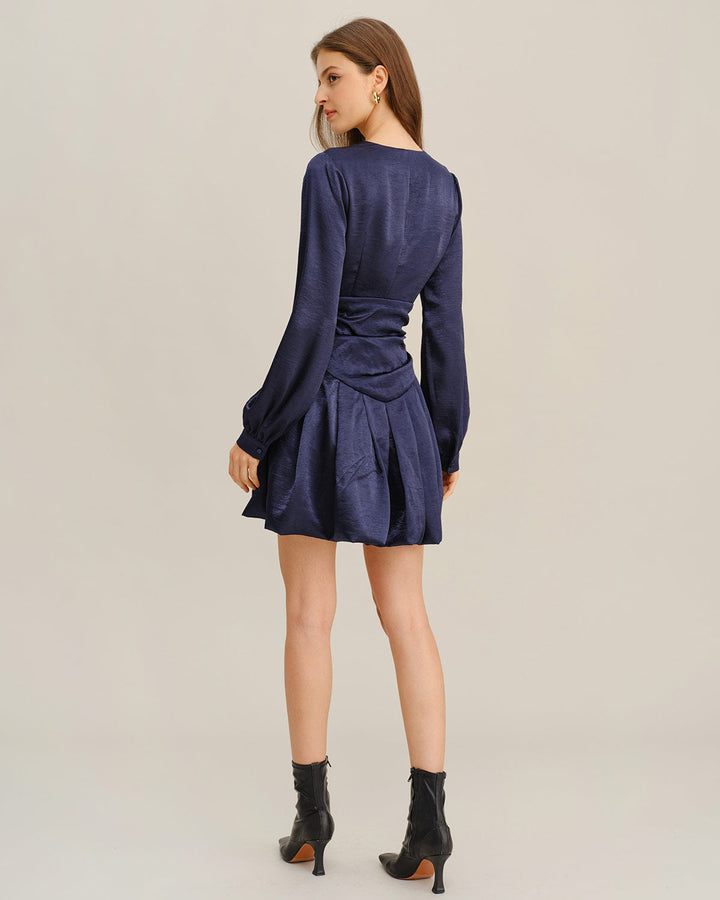 SALE | Navy Ruched A-Line Mini Dress