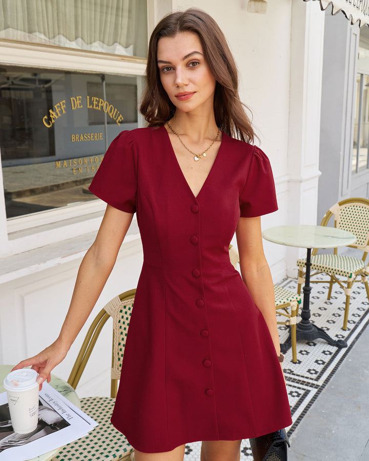 SALE | Red Button A-Line Mini Dress