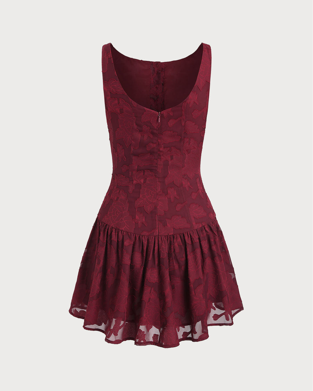 SALE | Red Jacquard Boat Neck A-Line Mini Dress