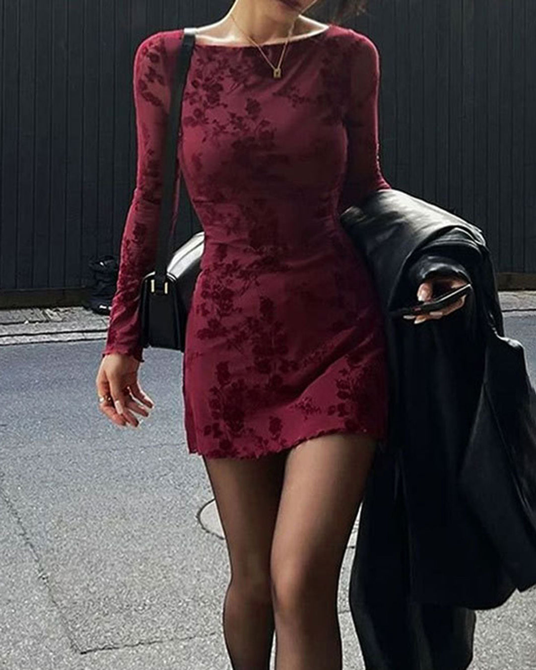 SALE | Red Floral Round Neck Mini Dress