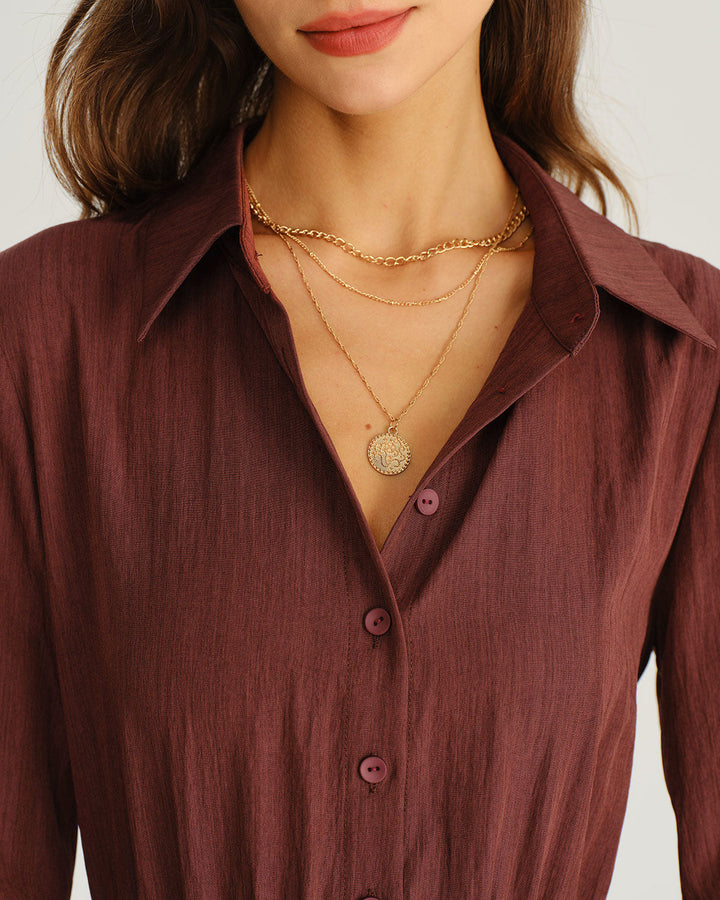 SALE | Brick Red A-Line Pleated Mini Dress