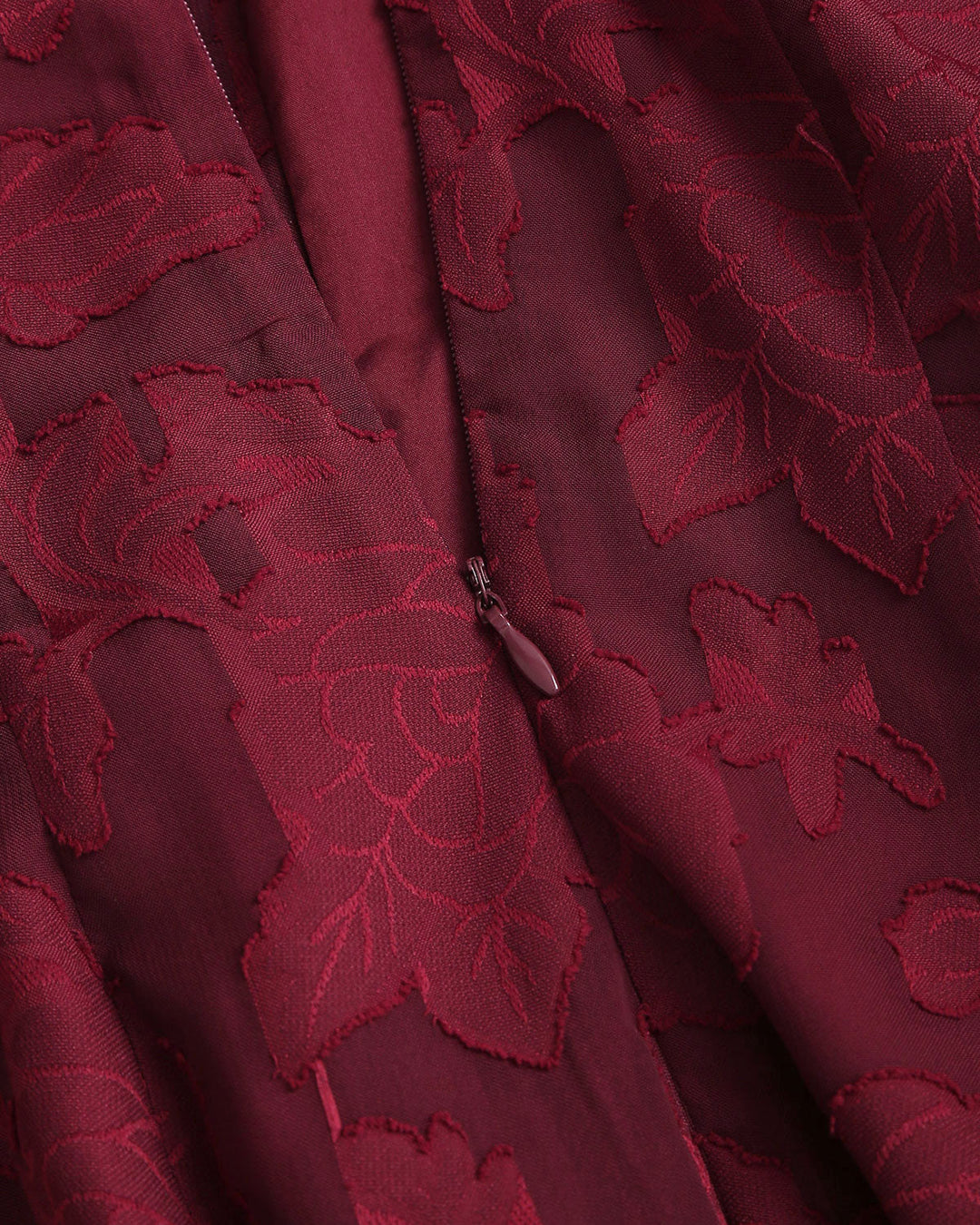 SALE | Red Jacquard Boat Neck A-Line Mini Dress