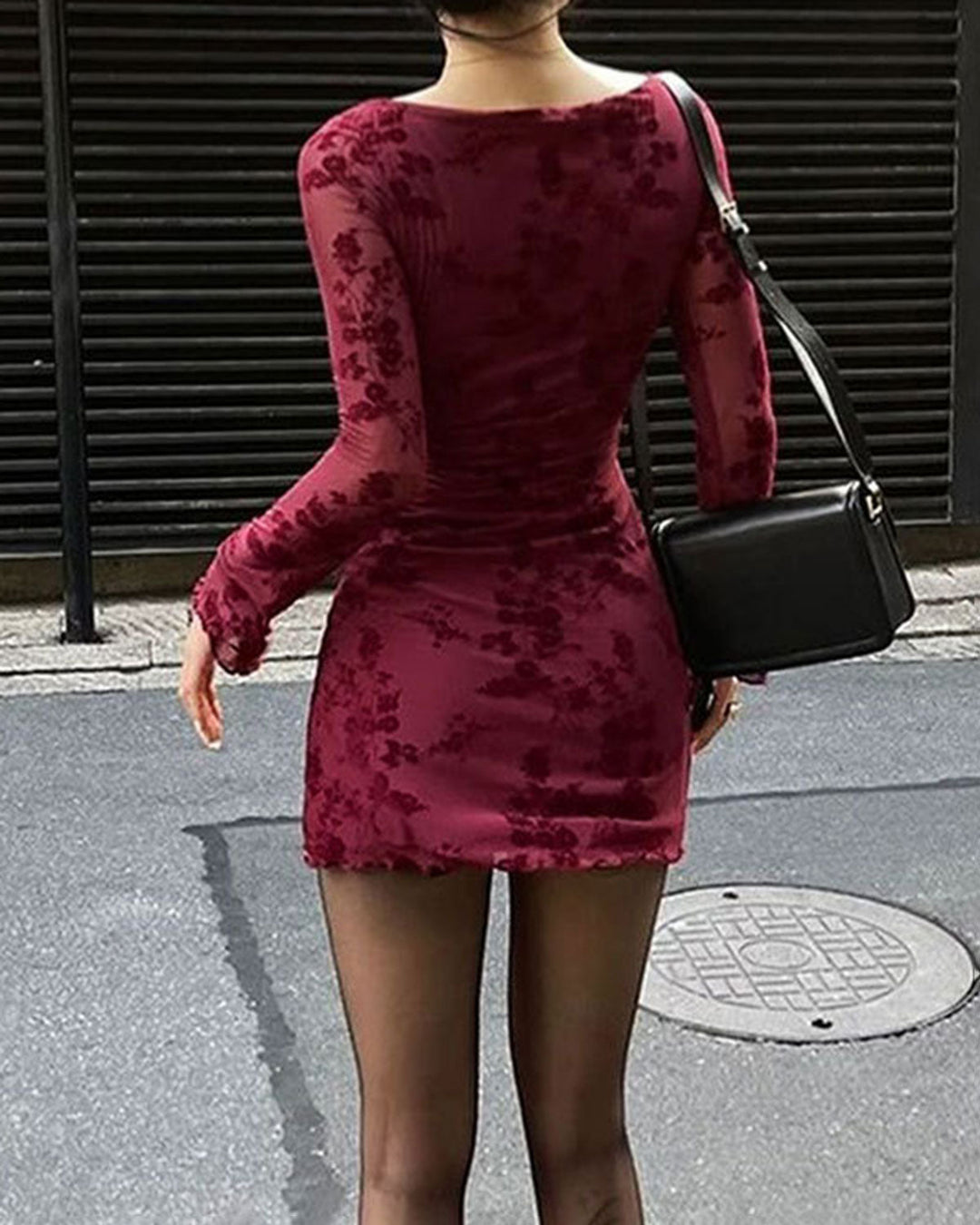 SALE | Red Floral Round Neck Mini Dress