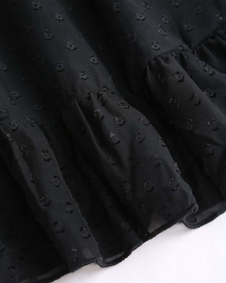 SALE | Black Polka Dot Sheer Sleeve Mini Dress
