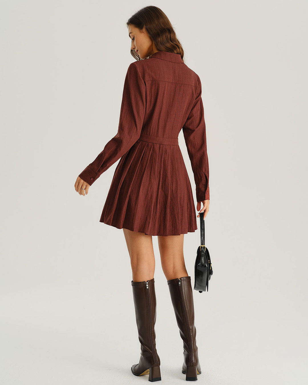 SALE | Brick Red A-Line Pleated Mini Dress
