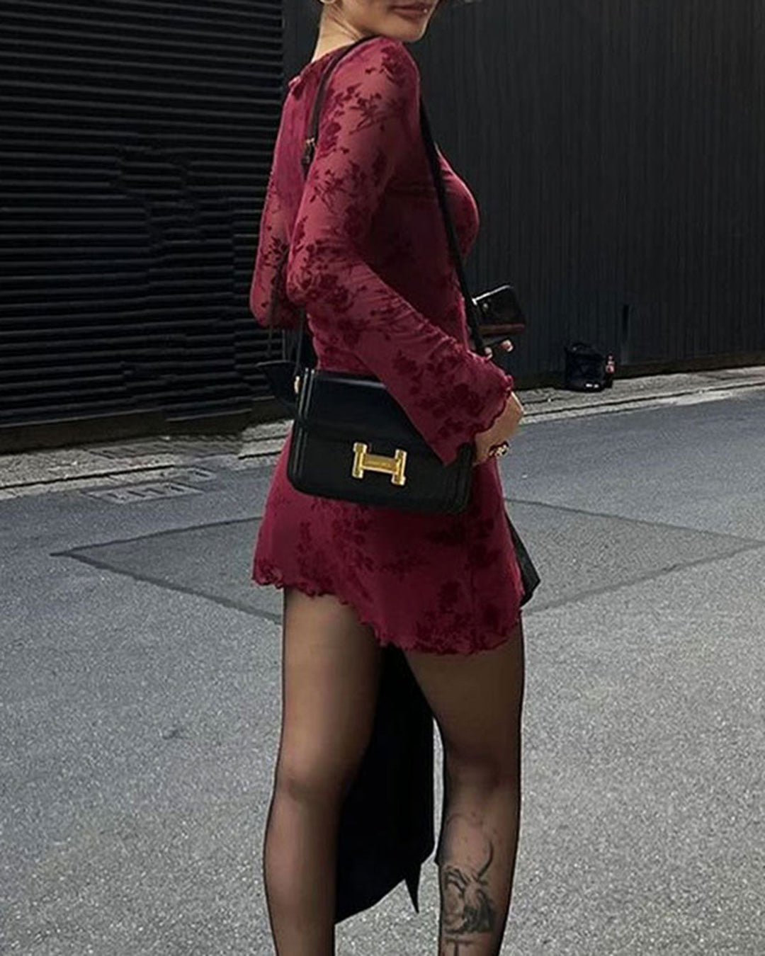 SALE | Red Floral Round Neck Mini Dress