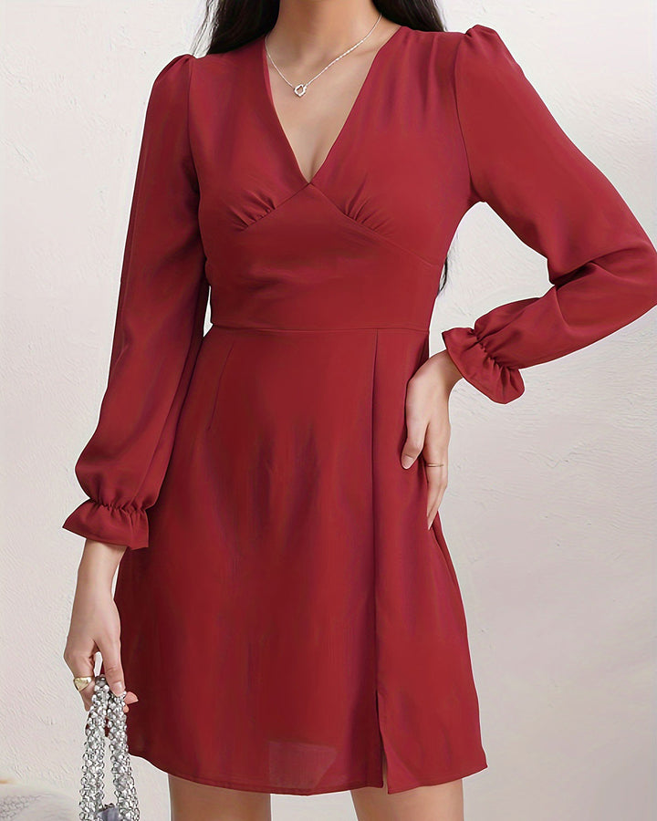 SALE | Red Poet Sleeve A-Line Mini Dress