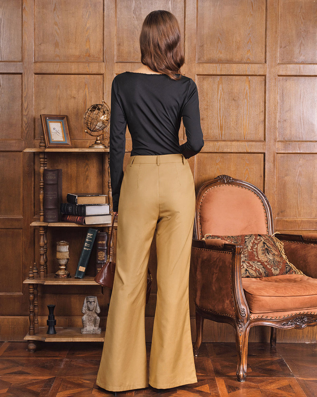 SALE | Khaki Natural Waisted Pocket Flared Pants