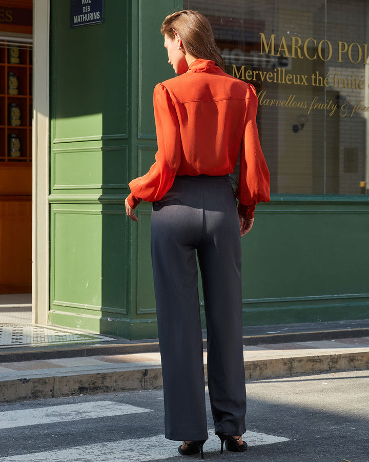 SALE | Grey Natural Waisted Straight Pants