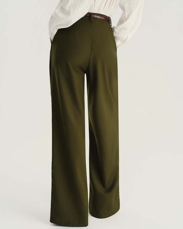 SALE | Green Natural Waisted Pocket Straight Pants