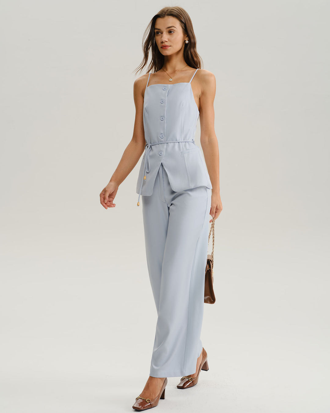 SALE | Blue Natural Waisted Straight Pants