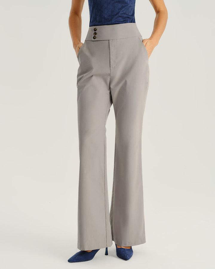 SALE | Grey High Waisted Pocket Flared Pants