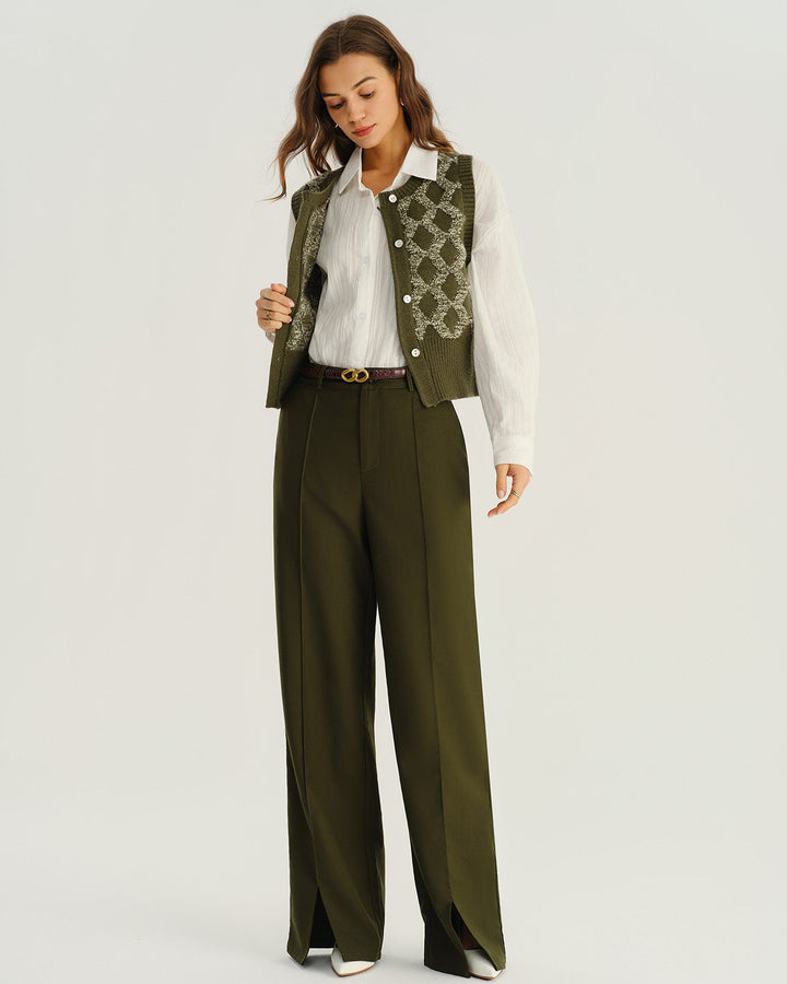 SALE | Green Natural Waisted Pocket Straight Pants