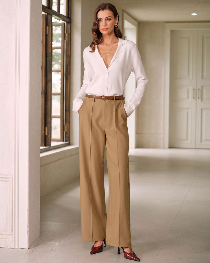 SALE | Khaki Natural Waisted Pocket Straight Pants