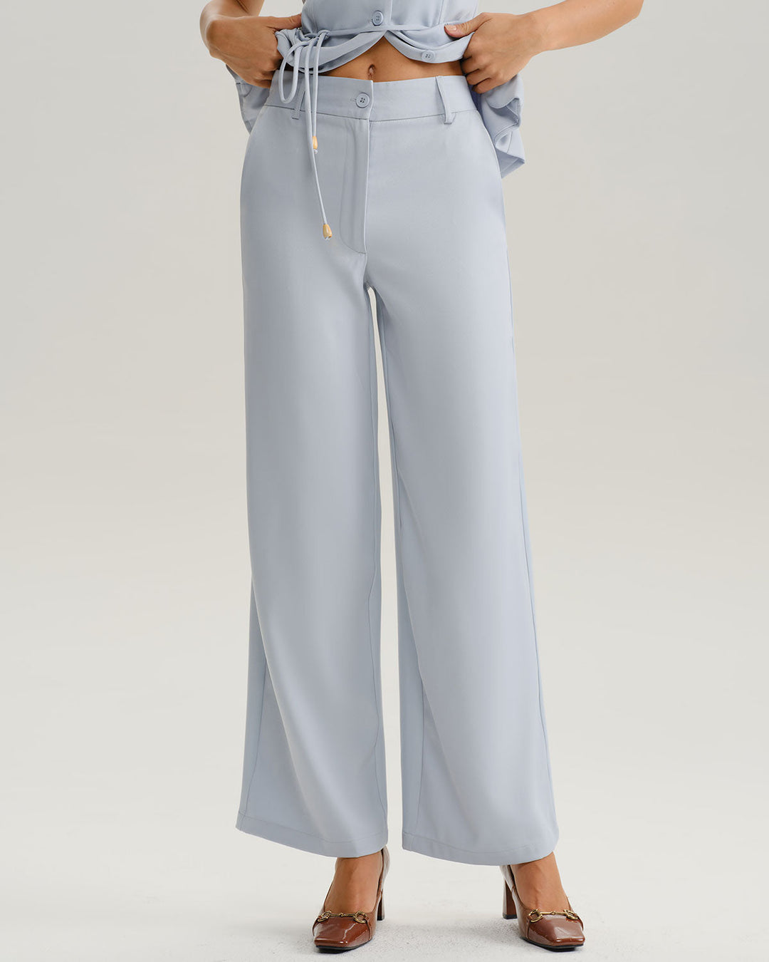 SALE | Blue Natural Waisted Straight Pants